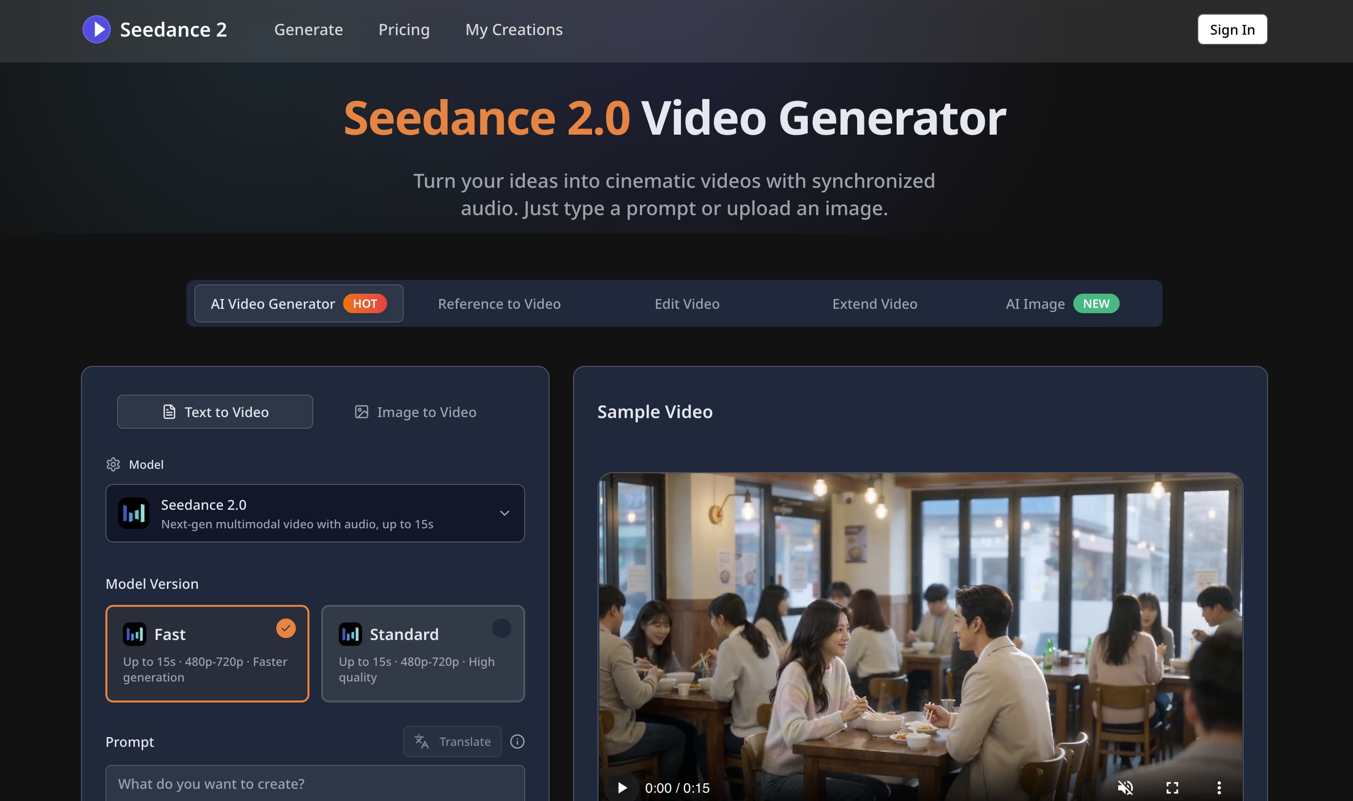 Seedance 2.0 Video Generator