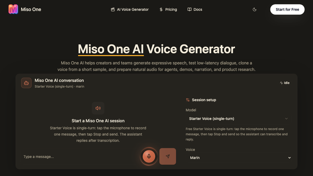 Miso One AI Voice Generator