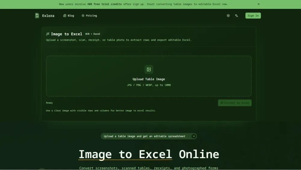 Exlora | Image to Excel Online Tool