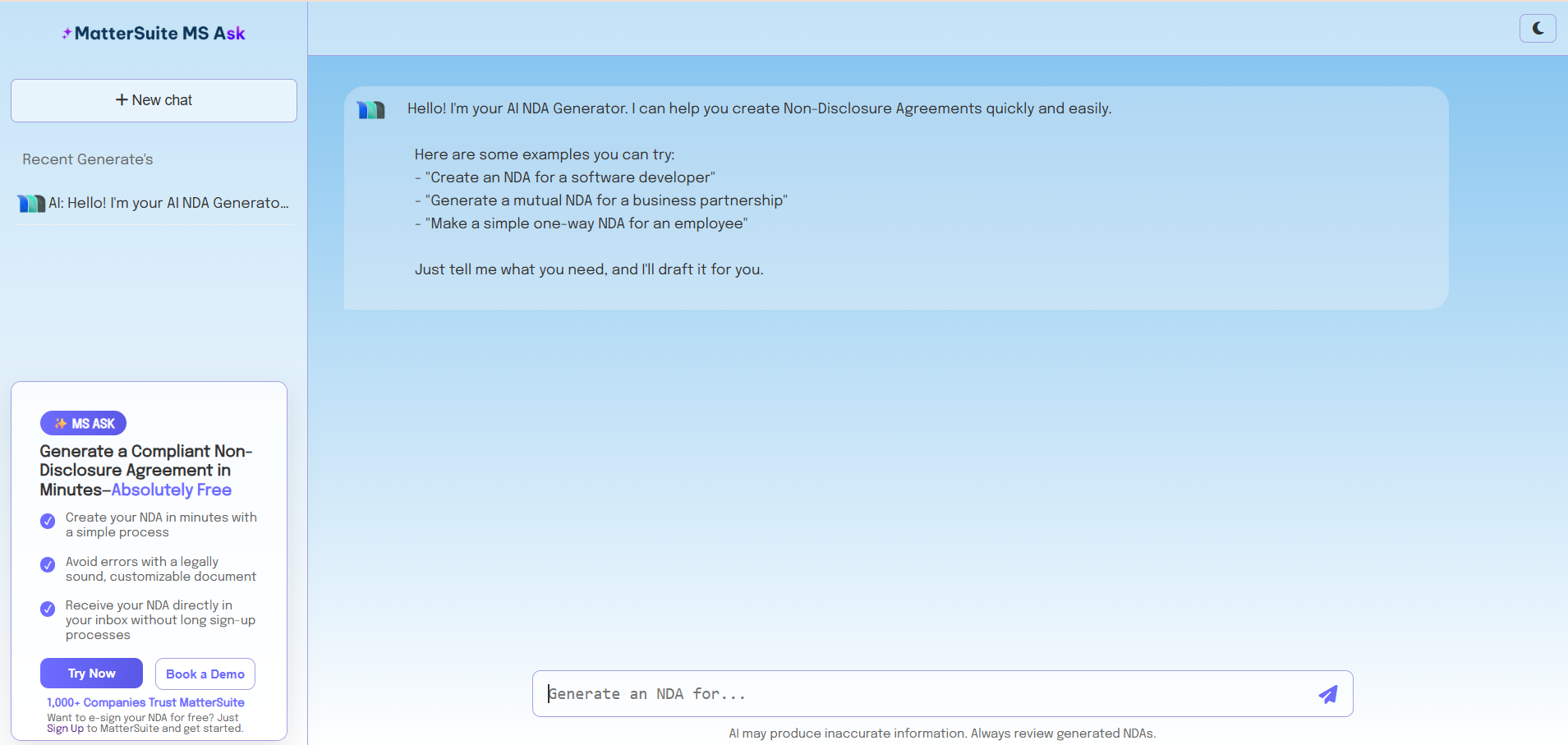 MS NDA Generator